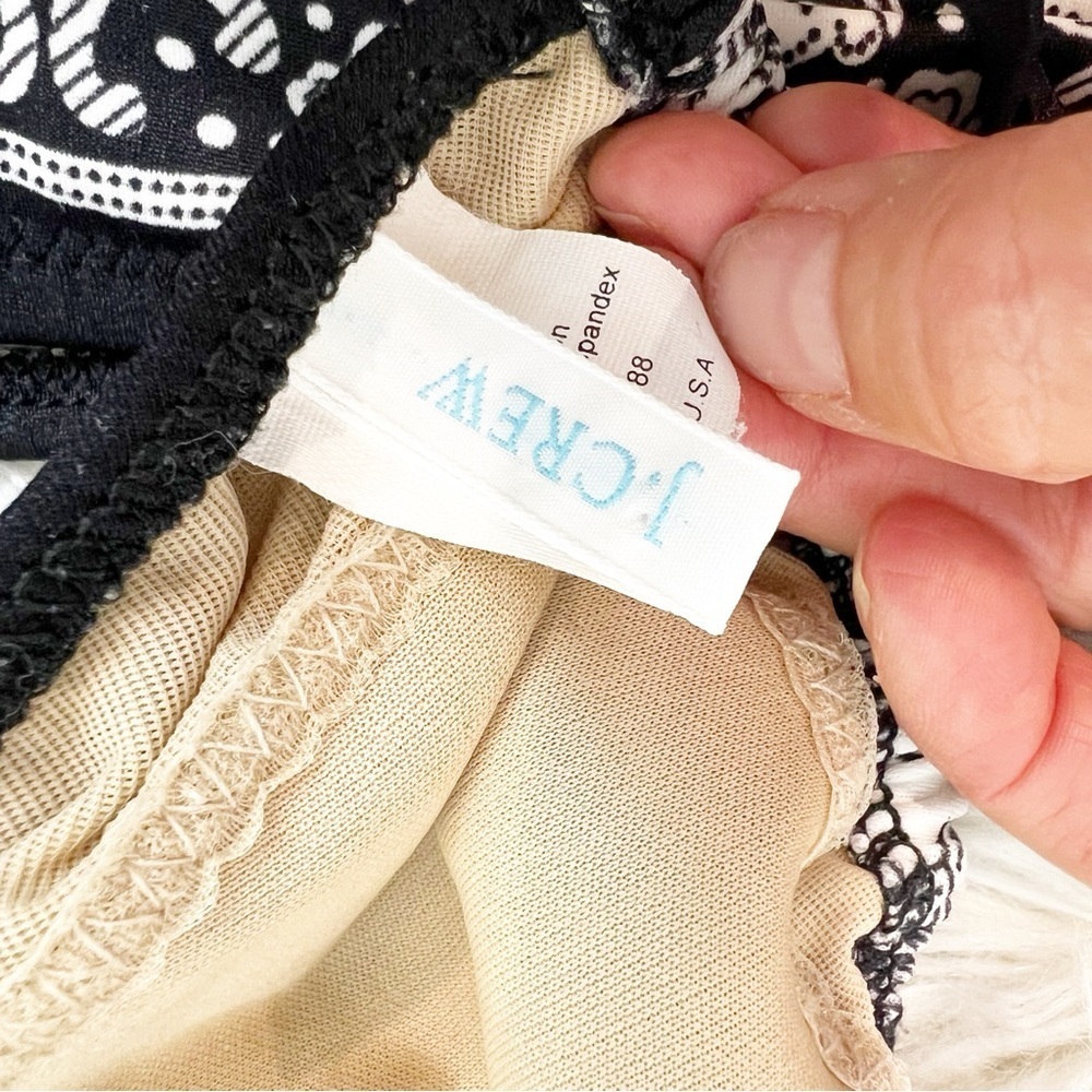 J.CREW BLACK AND WHITE TRIANGLE TOP BIKINI 2 PIECE WOMENS SZ LARGE - Picture 5 of 7